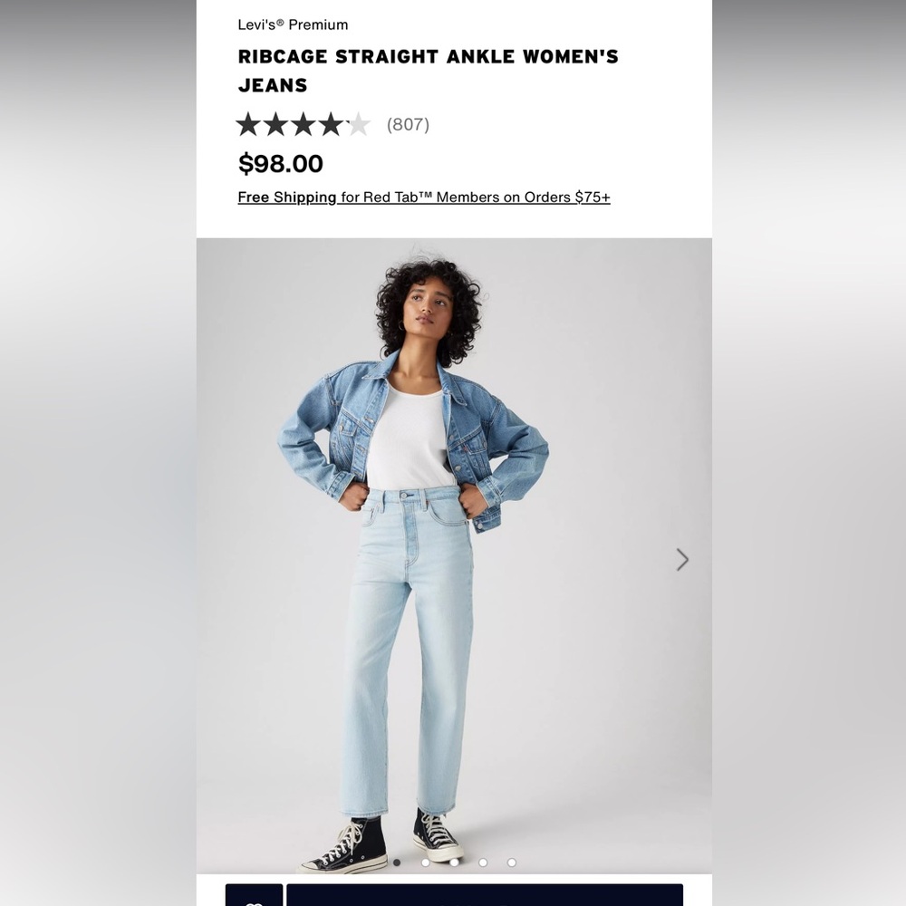 Levi's Premium Light Blue Denim ribcage straight Jeans